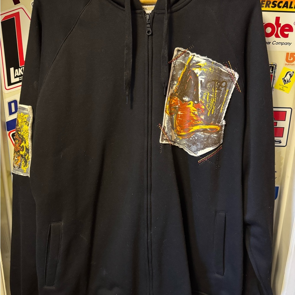 Black Daffy Duck Graphic Men's Jacket and Pants Tracksuit